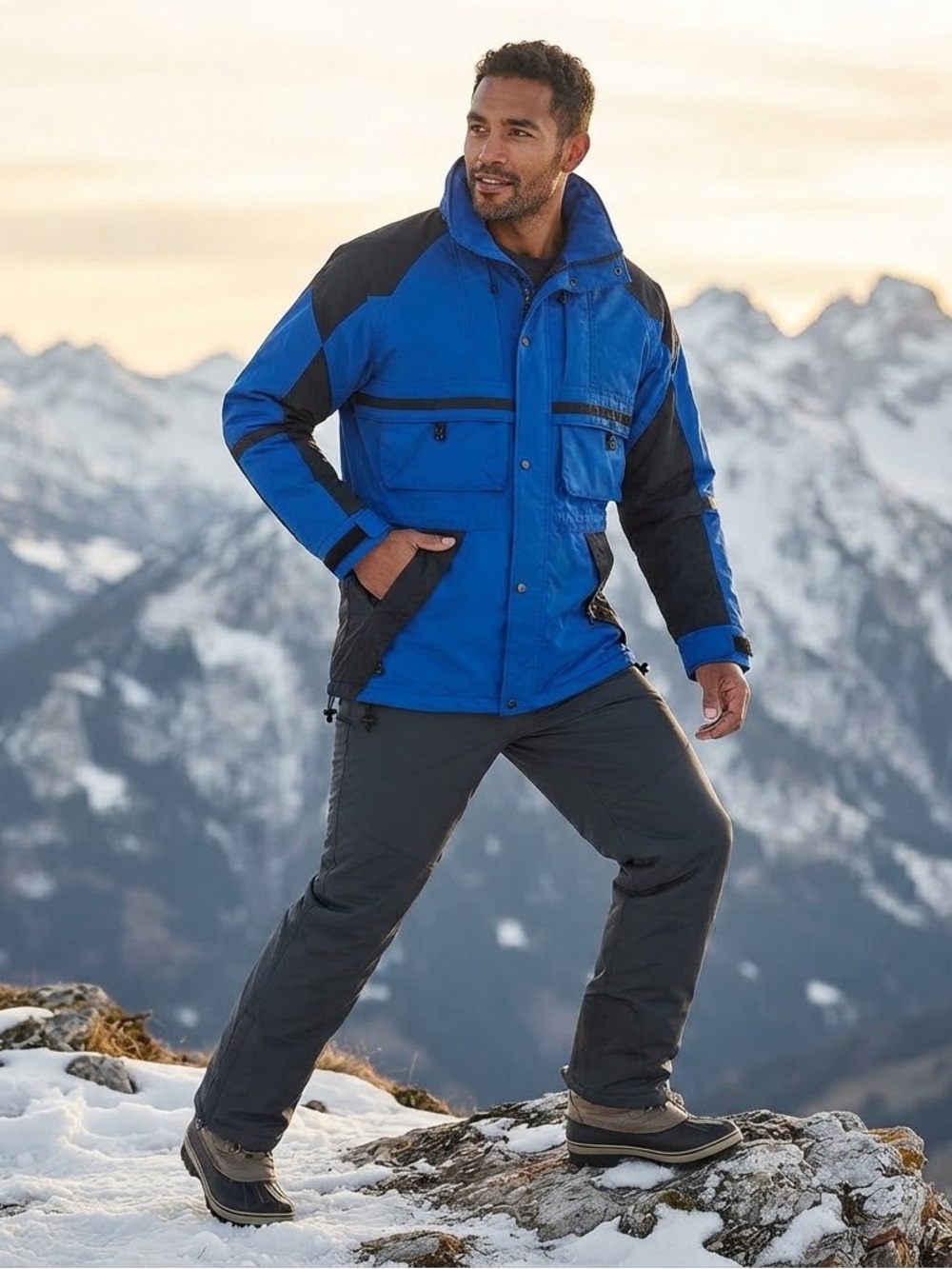 Wind River Men's Blue & Black Insulated Winter Jacket Winter Classy Outfitting